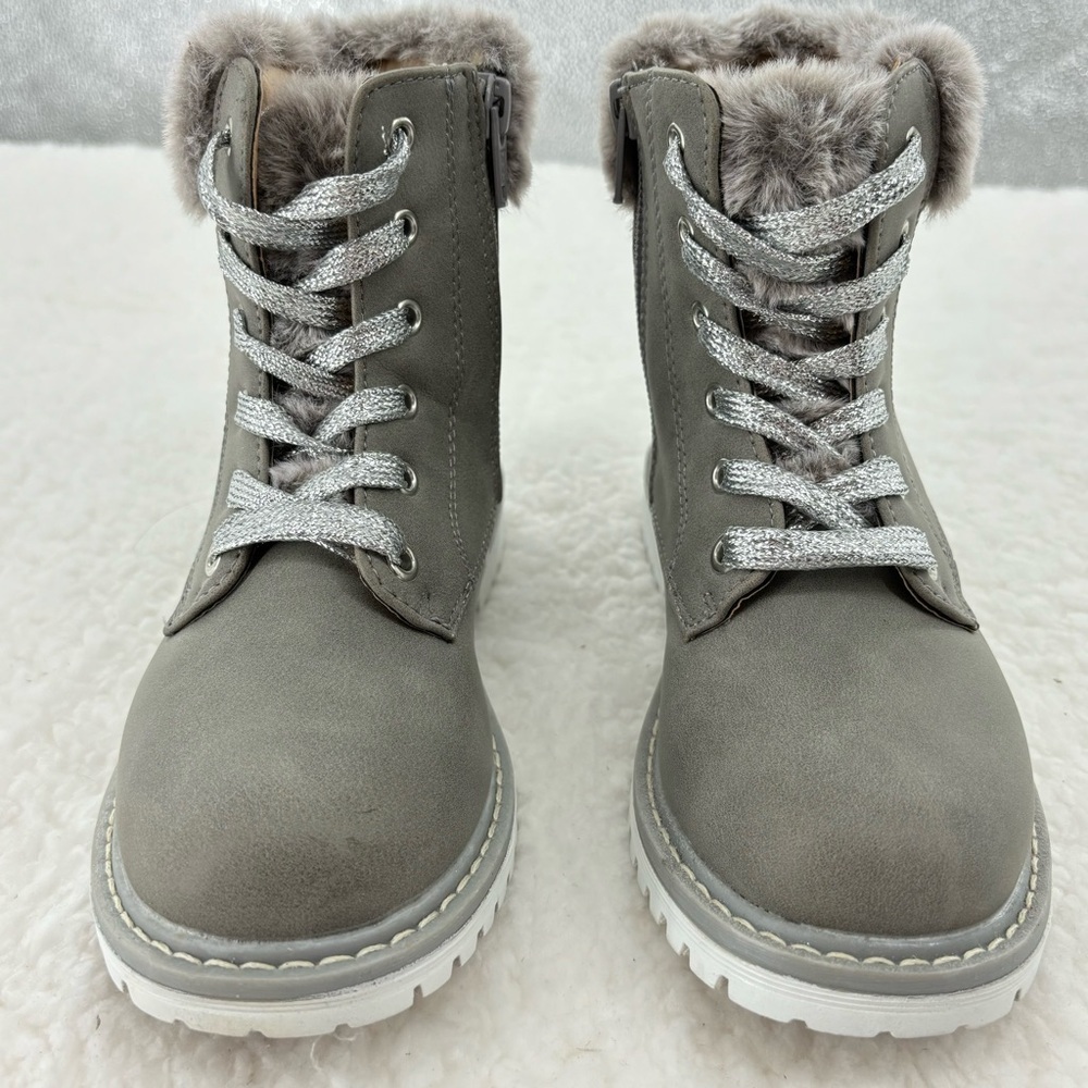 Dolce Vita Girl’s Grey Size 13 Emerald Boots with Faix Fur Trim Combat Boots - Picture 4 of 13